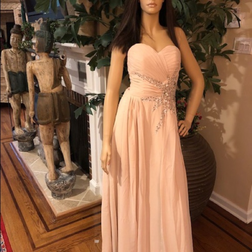 Strapless Champagne Gown 6 New WO tags